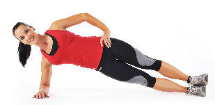 The rise of the body in the side plank